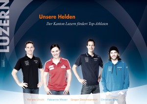 Gruppenfoto Luzerner Olympia- und Topsportlerteam (v.l.n.r. Renato Ulrich, Fabienne Meyer, Gregor Deschwanden, Christan Bieri