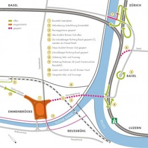 Verkehrsführung während der Sperrung der Reusseggstrasse